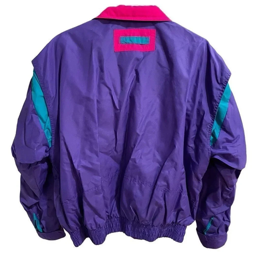 American Vintage Windbreaker Women’s L Full Zip 80s Flashdance Psychedelic
